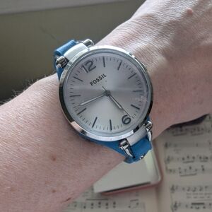 Fossil Silver and Blue Wearable Watch